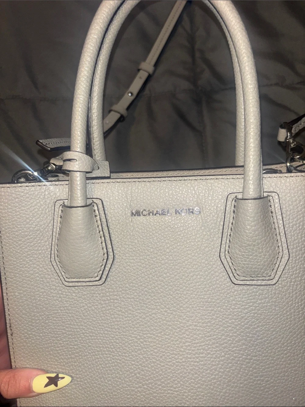 Michael Kors Gray Pebbled Leather Crossbody Satchel